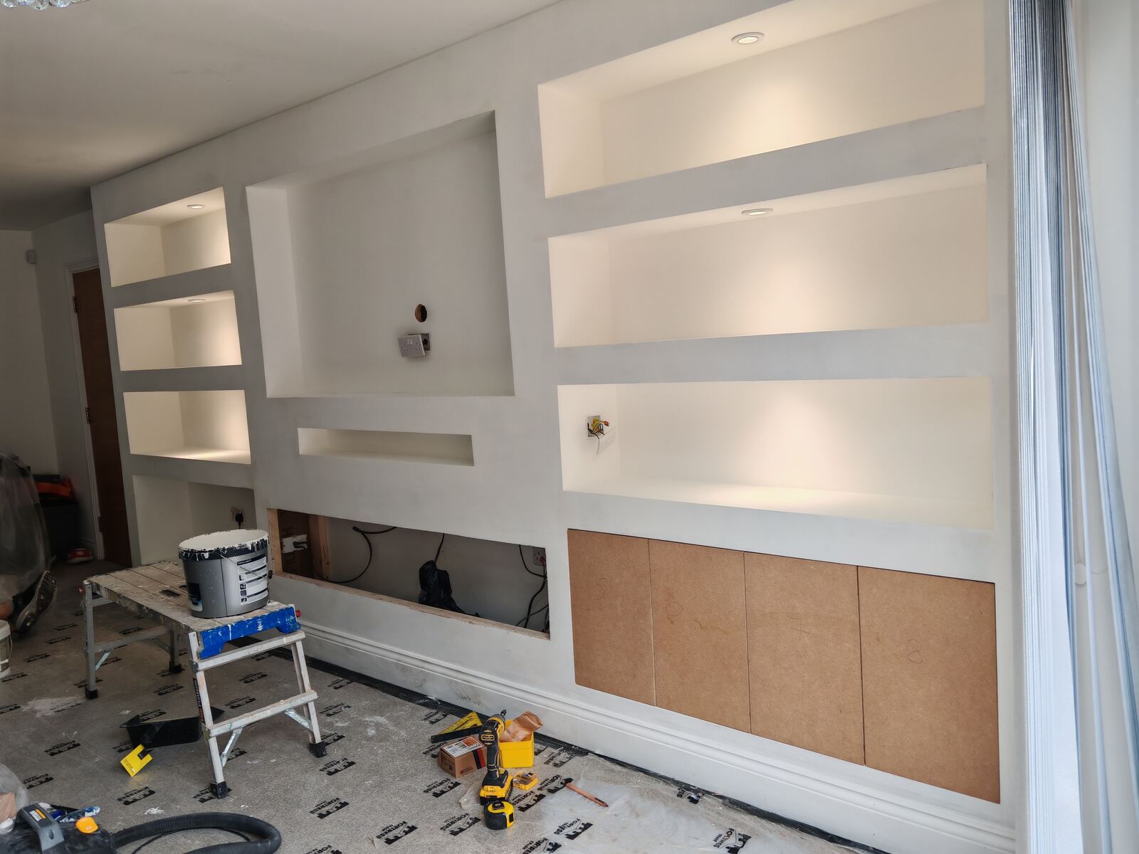 First fix electrics within stud frame